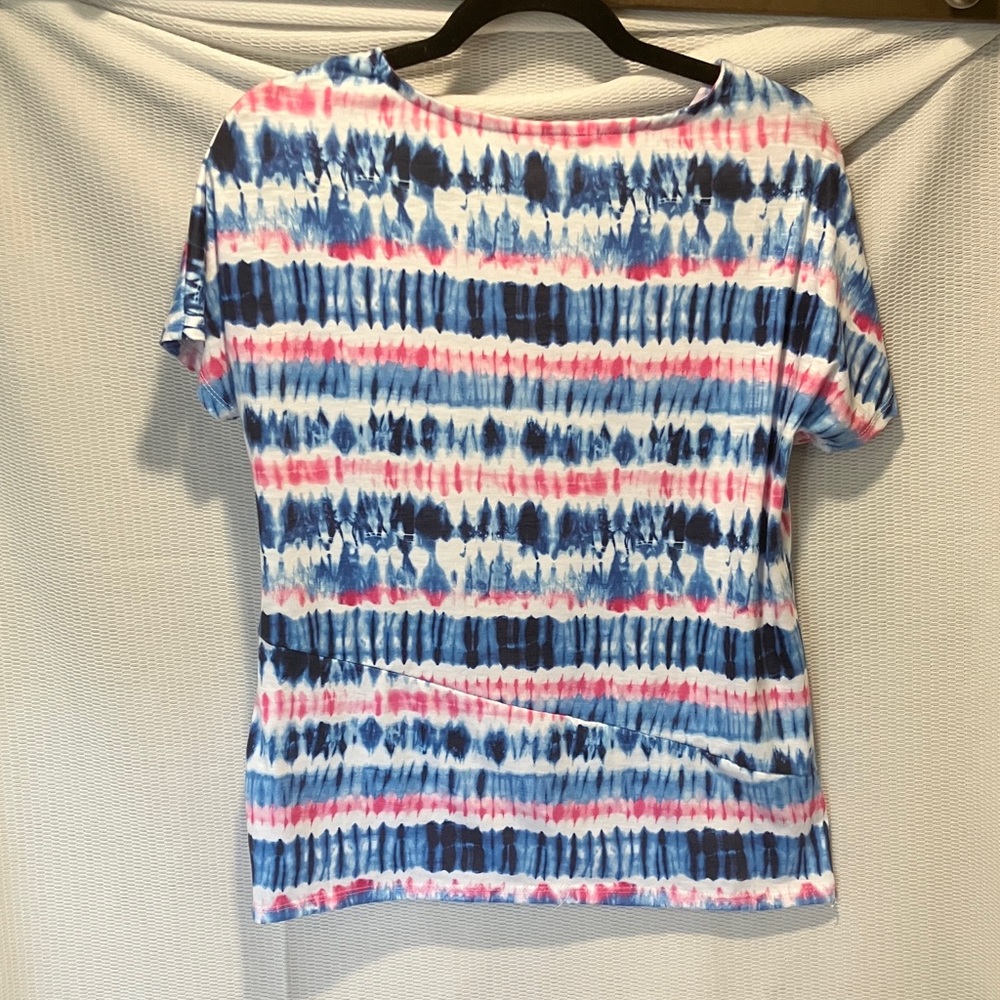 Coral Bay Blue and Pink Tie-Dye Short Sleeve Top - Picture 3 of 5